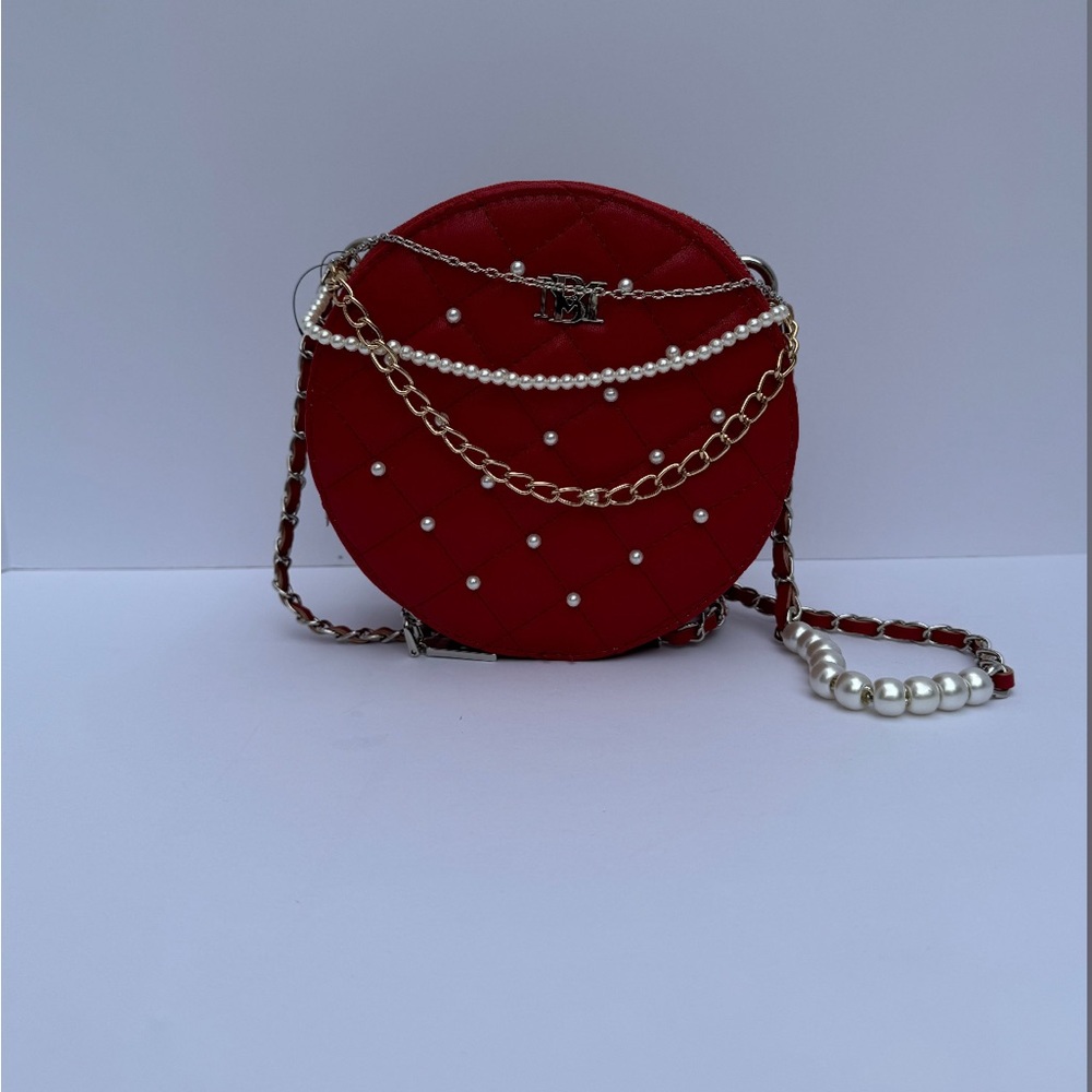 Badgley Mischka Red Crossbody Bag with Rhinestones